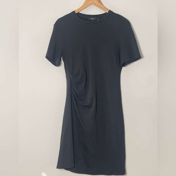 Theory | Ruched Tee Dress Medium Minimalist Contemporary Office - Picture 1 of 1